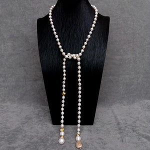 VILZSTUDIOS White Pearl Long Necklace