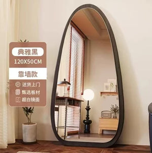 VILZSTUDIOS Bedroom Wooden Mirror Circular Standing Oval Big Decoration Full Body Modern Mirror Living Room Floor Espelhos Home Decorations
