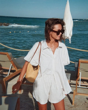 VILZSTUDIOS Casual Striped Linen Cotton Shirt