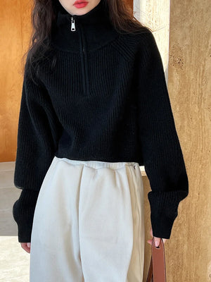 VILZSTUDIOS Turtleneck Semi-Zipper Knitwear Sweater
