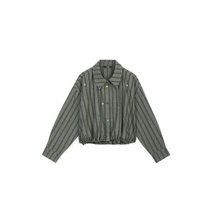 VILZSTUDIOS Stylish Loose Button Dots Shirt