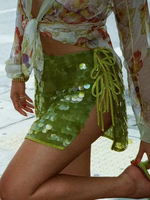 VILZSTUDIOS Sequined Chic Mini Skirt High-Waist Glamorous