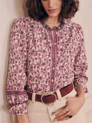 VILZSTUDIOS Floral Print Cotton Blouse