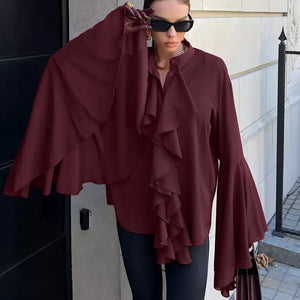 VILZSTUDIOS Elegant Ruffled Chiffon Blouse