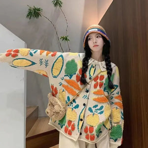 VILZSTUDIOS Cozy Forest Jacquard Knit Cardigan