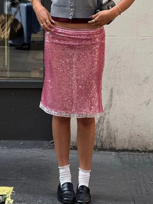VILZSTUDIOS Summer Polka Dot Sequin White Skirt