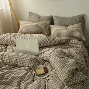 VILZSTUDIOS Soft Plaid Queen Size Duvet Bedding Set
