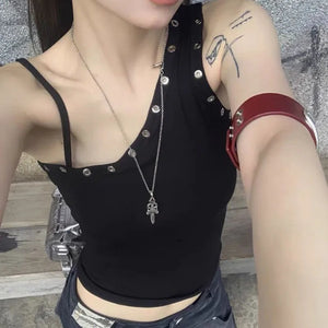 VILZSTUDIOS Sexy One Shoulder Ribbed Tank Top