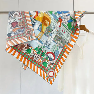 VILZSTUDIOS Fashion Lady Silk Print Scarves Square Luxury Shawl