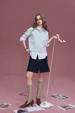 VILZSTUDIOS Retro Denim Fishtail Mini Skirt