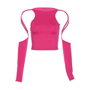 VILZSTUDIOS Hollow Out Slim Crop Top