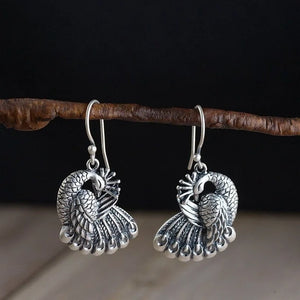 VILZSTUDIOS Handmade Vintage Metal Peacock Dangle Earring