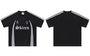VILZSTUDIOS Retro Patchwork Hip Hop Letter T-Shirt