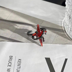 VILZSTUDIOS Dark Red Cross Star Stone Ring