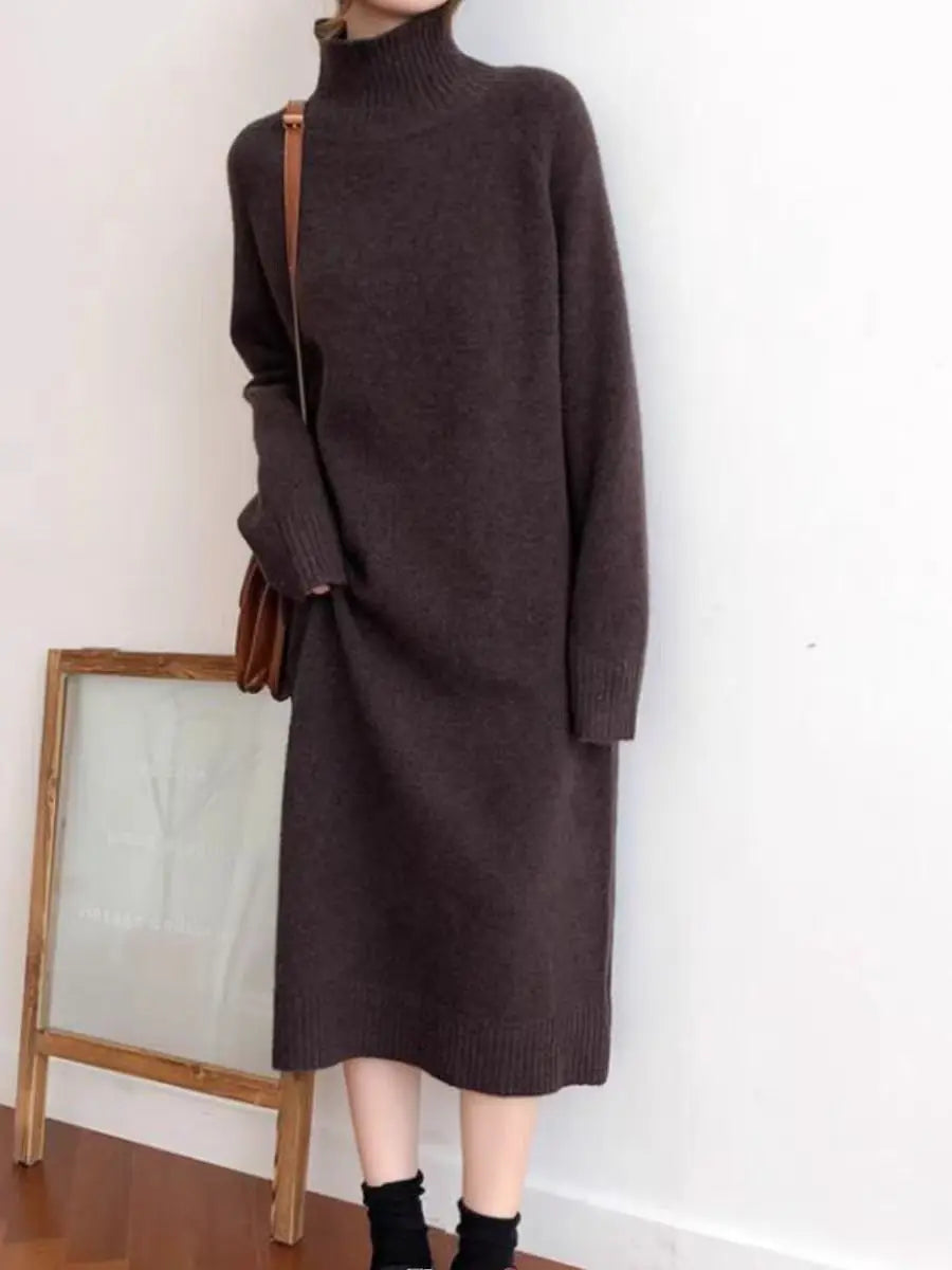 VILZSTUDIOS Basic Turtleneck Wool Knitted Midi Dress
