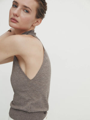 VILZSTUDIOS High Neck Knitted Cropped Halter Top