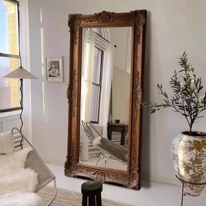 VILZSTUDIOS French Vintage Furniture Full-Length Wooden Frame Mirror Hotel Artistic Decorative Mirror Wedding Dress Store Dressing Mirror