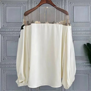 VILZSTUDIOS Floral Embroidered Mesh Sweater