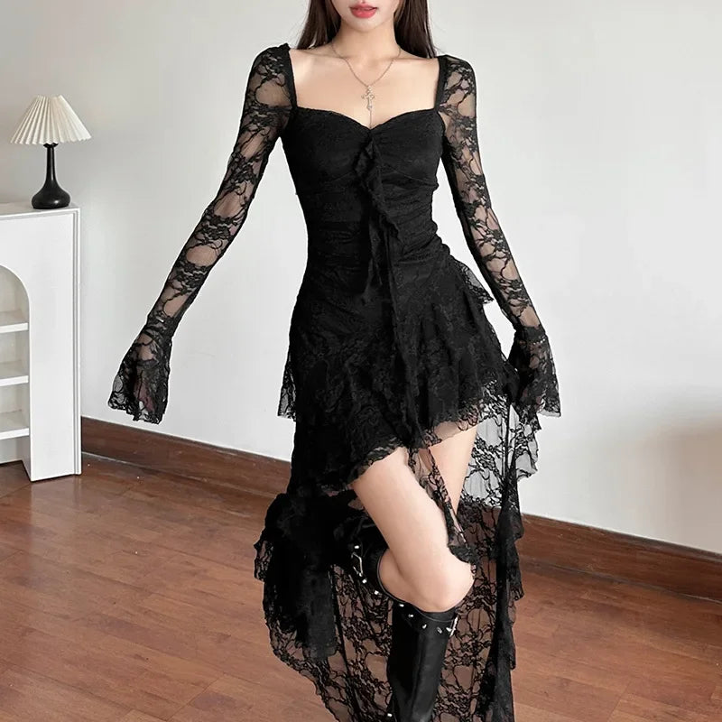 VILZSTUDIOS Lace Flare Sleeve A-line Dress