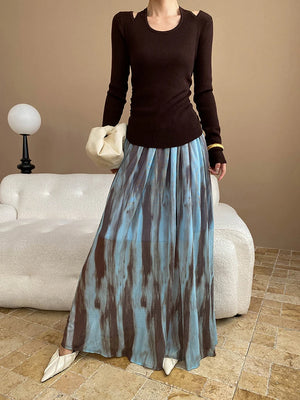 VILZSTUDIOS Chinese Style Ink Wash Maxi Skirt
