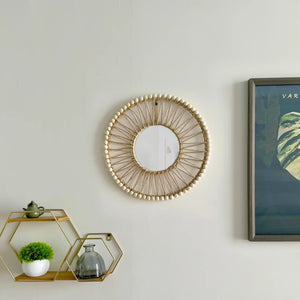 VILZSTUDIOS Hand-woven Nordic decorative hanging mirror creative wall sofa porch homestay style background wall hollow out decor mirror