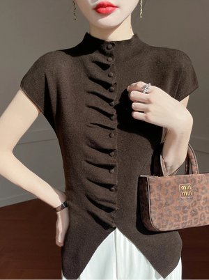 VILZSTUDIOS Luxurious Chinese Style Wool Blouse