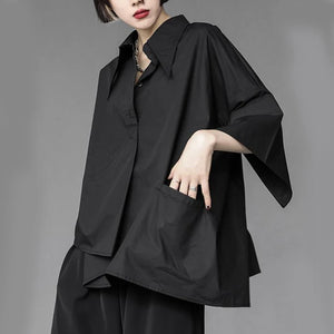 VILZSTUDIOS Chic Gothic Chiffon Black Shirt