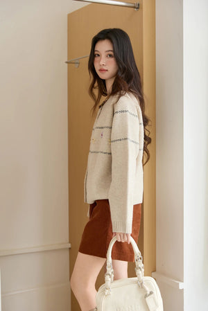 VILZSTUDIOS Blue Knit Floral Cardigan
