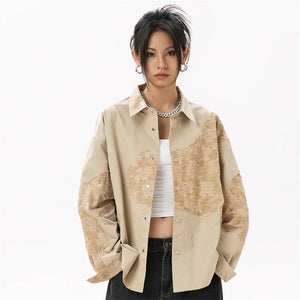 VILZSTUDIOS Oversized Stylish Patchwork Blouse Shirt