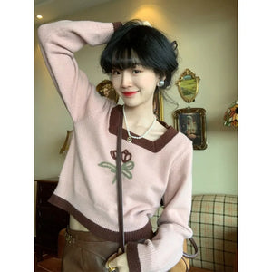 VILZSTUDIOS Floral Jacquard Square Collar Knitted Sweater