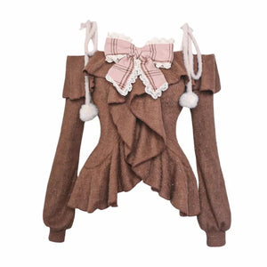VILZSTUDIOS Sweet Lolita Bow Plaid Skirt