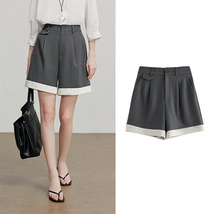 VILZSTUDIOS Versatile Striped Classic Wide Leg Shorts