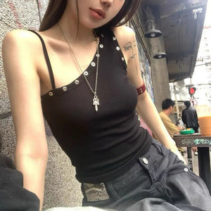 VILZSTUDIOS Sexy One Shoulder Ribbed Tank Top