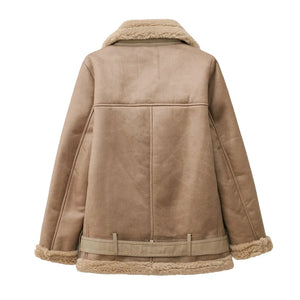 VILZSTUDIOS Luxurious Fur Standing Collar Jacket