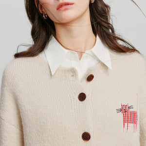 VILZSTUDIOS New Cat Patchwork Knitted Wool Cardigan