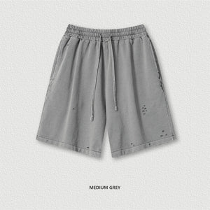 VILZSTUDIOS Retro Distressed Drawstring Cotton Shorts