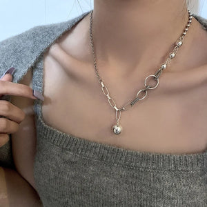 VILZSTUDIOS Geometric Punk Asymmetric Ball Pendant Necklace