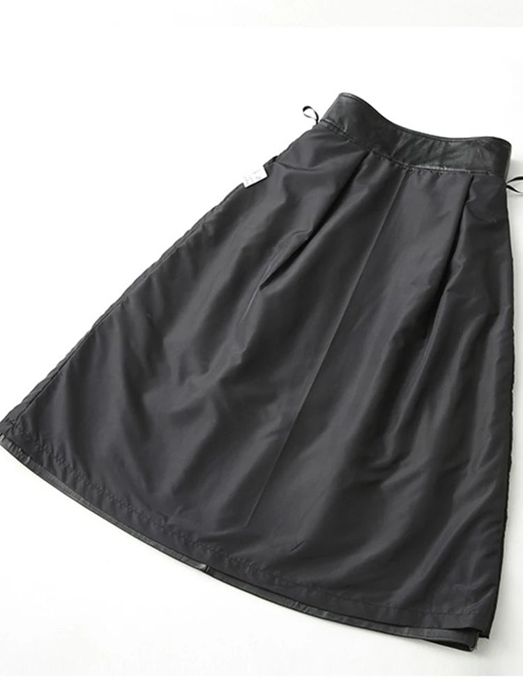VILZSTUDIOS Luxury Black Long Spring Midi Skirt