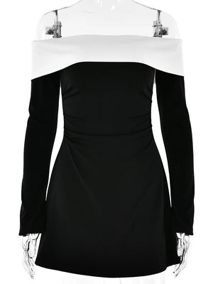 VILZSTUDIOS Black Sexy Off Shoulder Long Sleeve Dress