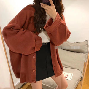 VILZSTUDIOS Cozy Loose Knitted V-Neck Cardigan