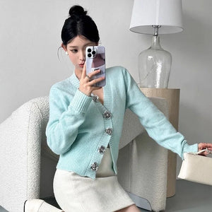VILZSTUDIOS Floral Knitted Wool Cardigan