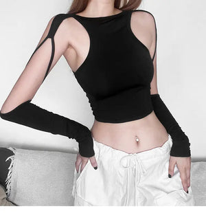 VILZSTUDIOS Hollow Out Slim Crop Top