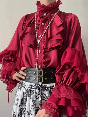 VILZSTUDIOS Sweet Japanese Lolita Lantern Sleeve Blouse