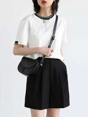 VILZSTUDIOS Classic High Waist Pleated Mini Shorts