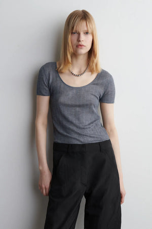 VILZSTUDIOS Slim Fit Ribbed Knitted T-Shirt