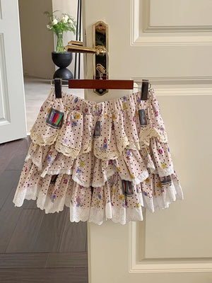 VILZSTUDIOS Sweet Girl Polka Dot Multi-Layer Skirt