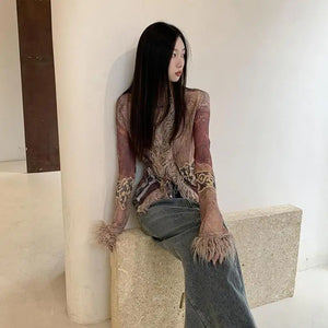 VILZSTUDIOS Indie Folk Tie Dye Mesh Top