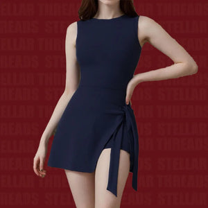 VILZSTUDIOS Captivating Black Sleeveless Mini Dress Asymmetric