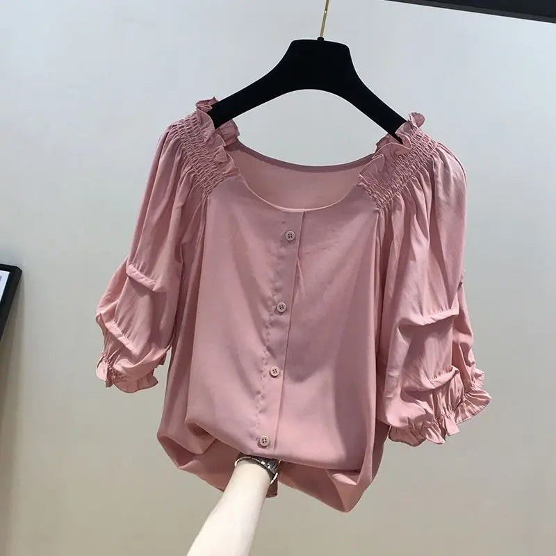 VILZSTUDIOS Chic Off-Shoulder Chiffon Blouse
