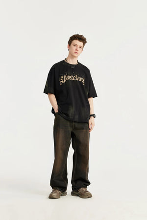VILZSTUDIOS Sand Washed Wide Leg Jeans